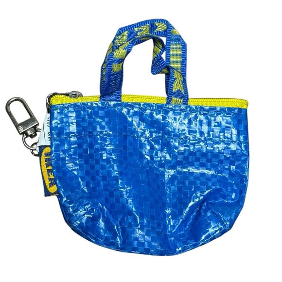 IKEA Mini Blue Bag Frakta Zipper Coin Change Purse Key Chain Card Airpod Pouch - Picture 1 of 6